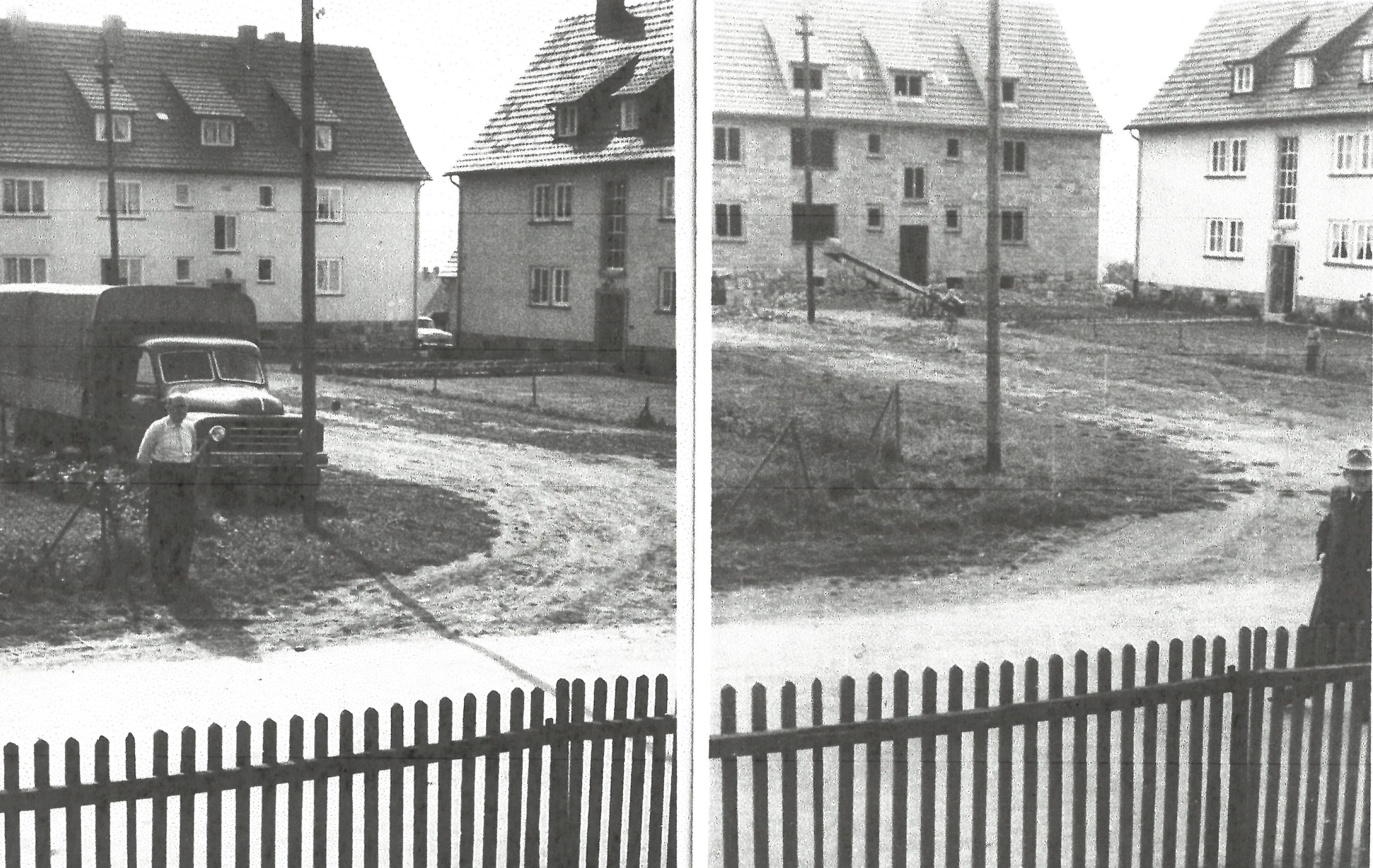 Der "Grüne Platz" in der Nachkriegszeit (50er Jahre), im Hintergrund die beiden Gemeindehäuser. Der "Grüne Platz" in der Nachkriegszeit (50er Jahre), im Hintergrund die beiden Gemeindehäuser.